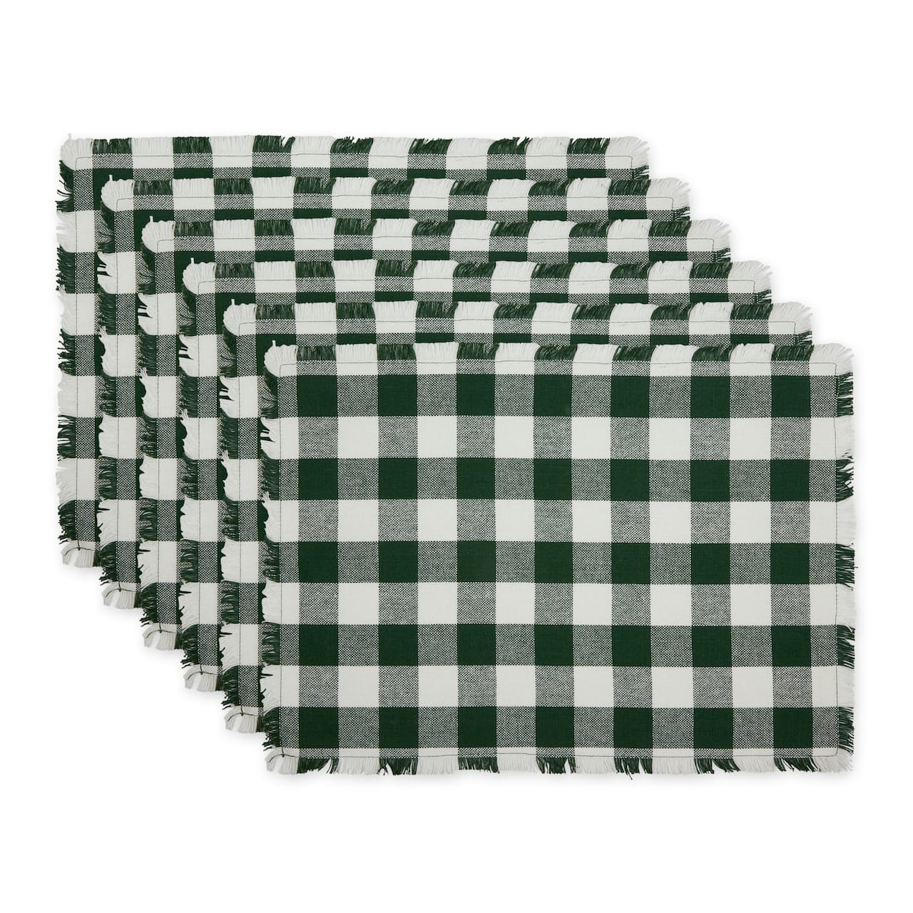 DII® Heavyweight Check Fringed Cotton Placemats, 6ct.